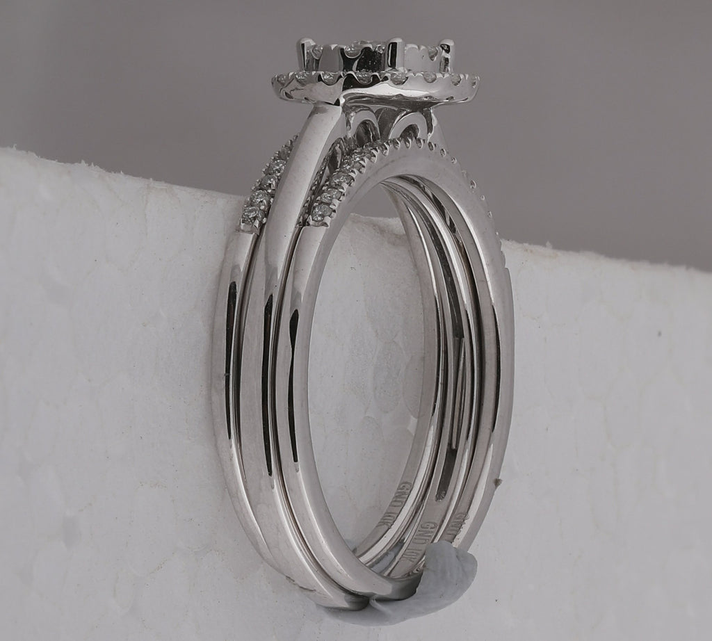 14kt White Gold Round Diamond Bridal Wedding Ring Band Set 1/2 Cttw