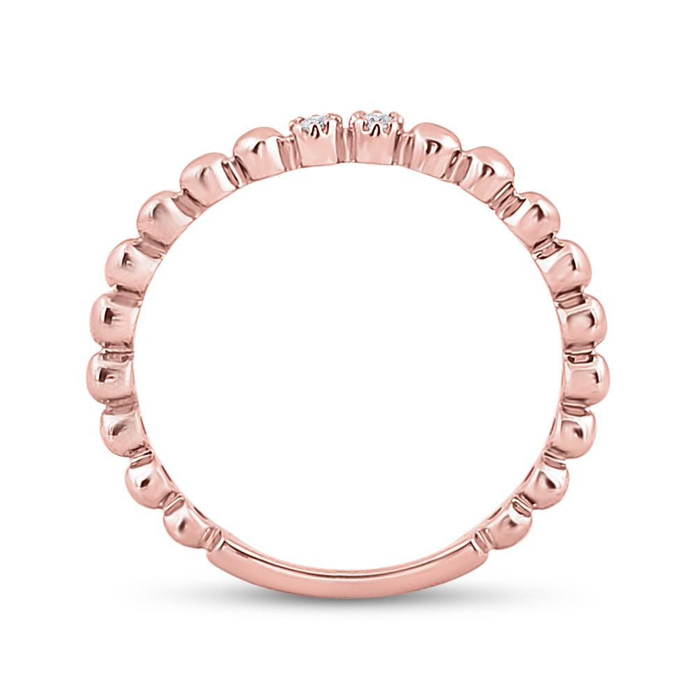 10kt Rose Gold Womens Round Diamond 2-Stone Stackable Band Ring .03 Cttw