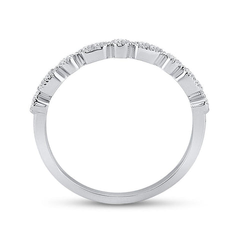 10kt White Gold Womens Round Diamond Stackable Band Ring 1/8 Cttw