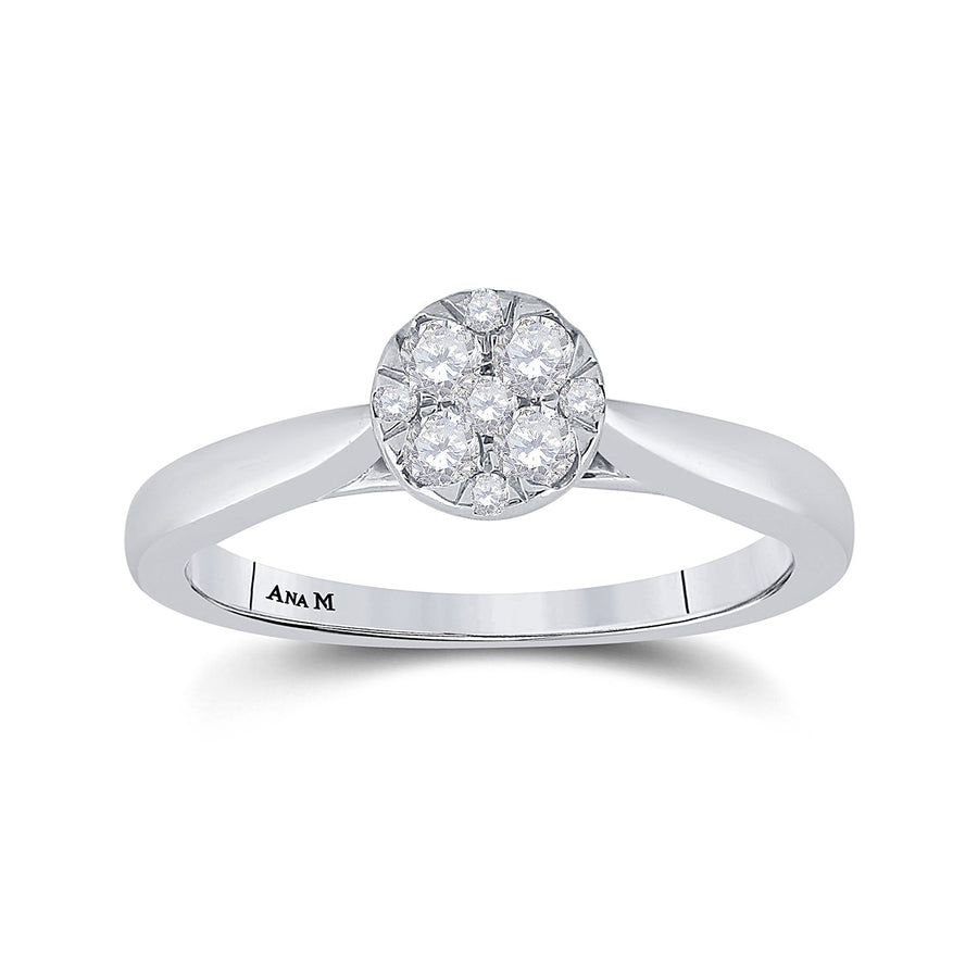 14kt White Gold Round Diamond Cluster Bridal Wedding Engagement Ring 1/4 Cttw