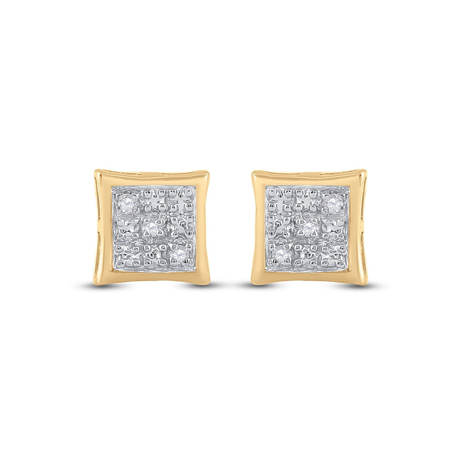 10kt Yellow Gold Womens Round Diamond Square Earrings .01 Cttw