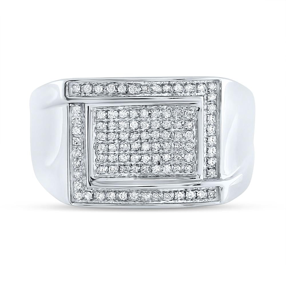 Sterling Silver Mens Round Diamond Cluster Ring 1/3 Cttw