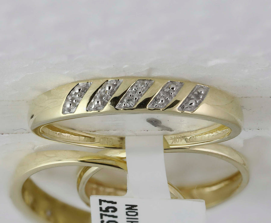 10kt Yellow Gold His Hers Round Diamond Cluster Matching Wedding Set 1/8 Cttw