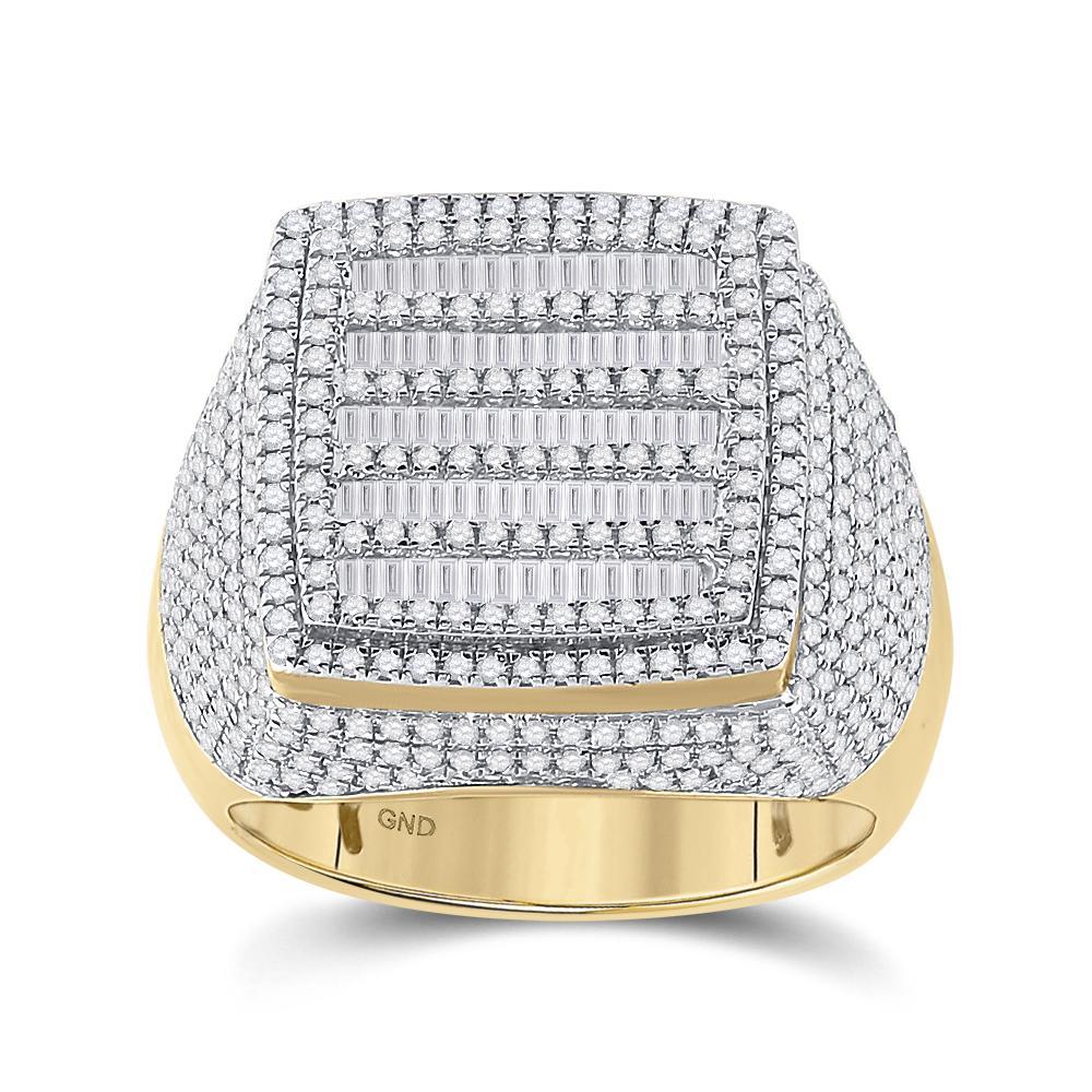 10kt Yellow Gold Mens Baguette Diamond Square Ring 2 Cttw
