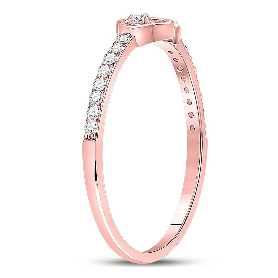 10kt Rose Gold Womens Round Diamond Spade Stackable Band Ring 1/6 Cttw