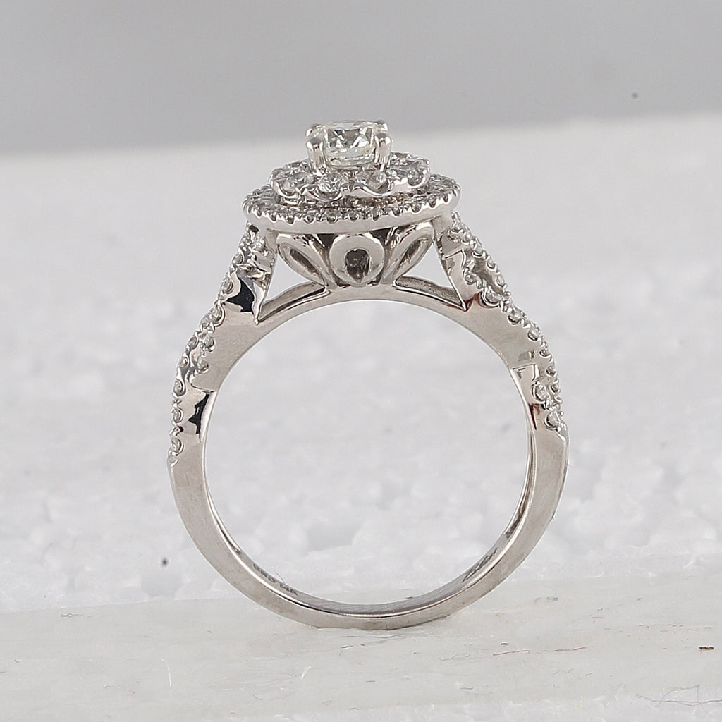 14kt White Gold Round Diamond Bridal Wedding Ring Band Set 1 Cttw