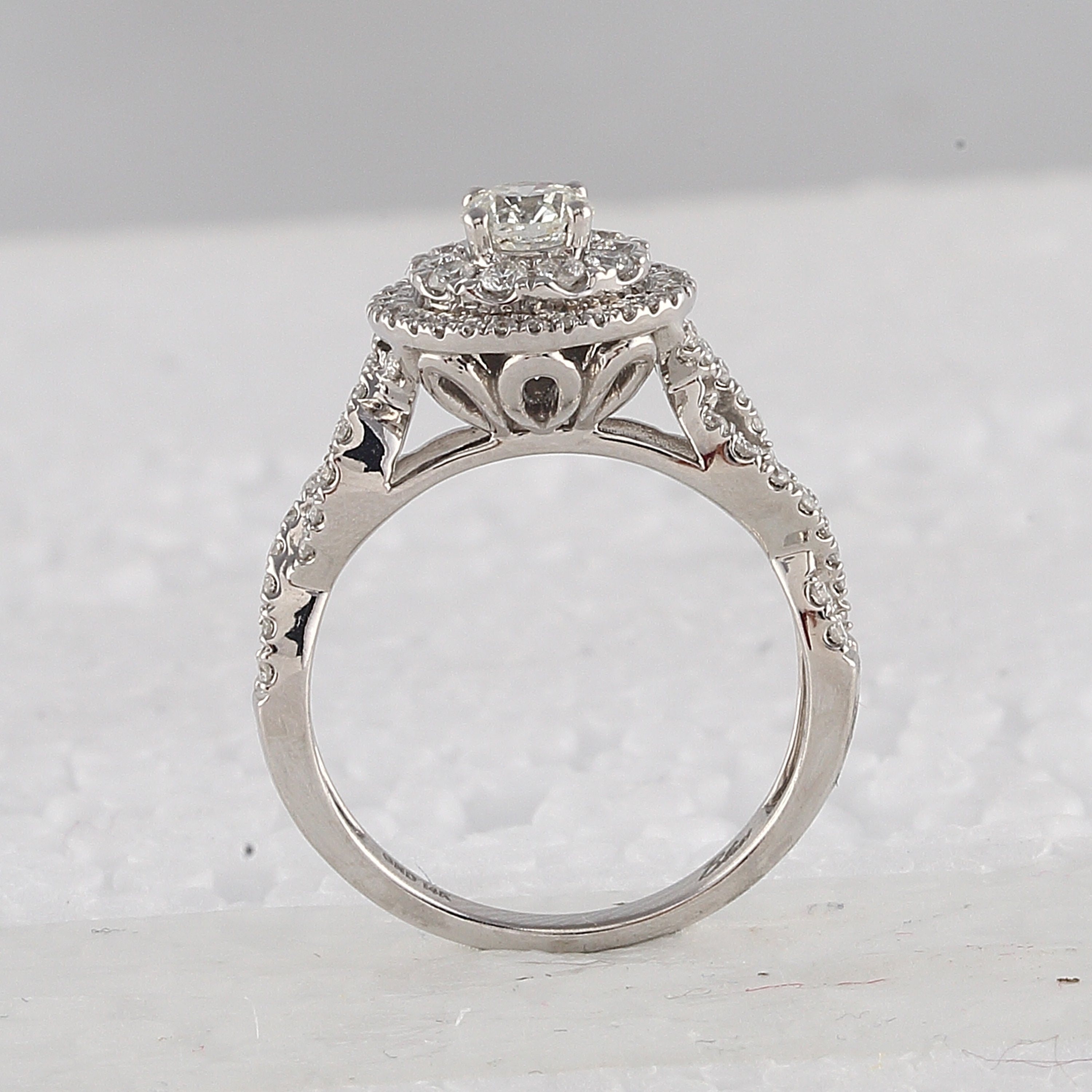 14kt White Gold Round Diamond Bridal Wedding Ring Band Set 1 Cttw