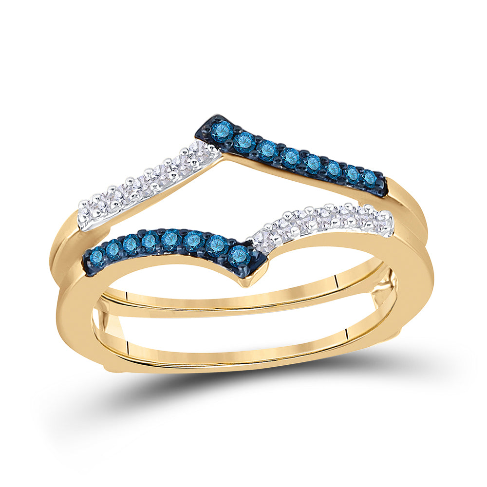 10kt Yellow Gold Womens Round Blue Color Enhanced Diamond Enhancer Wedding Band 1/5 Cttw