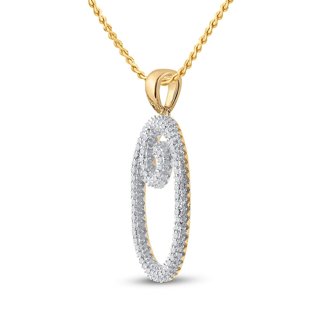 10kt Yellow Gold Womens Round Diamond Initial O Letter Pendant 1/5 Cttw