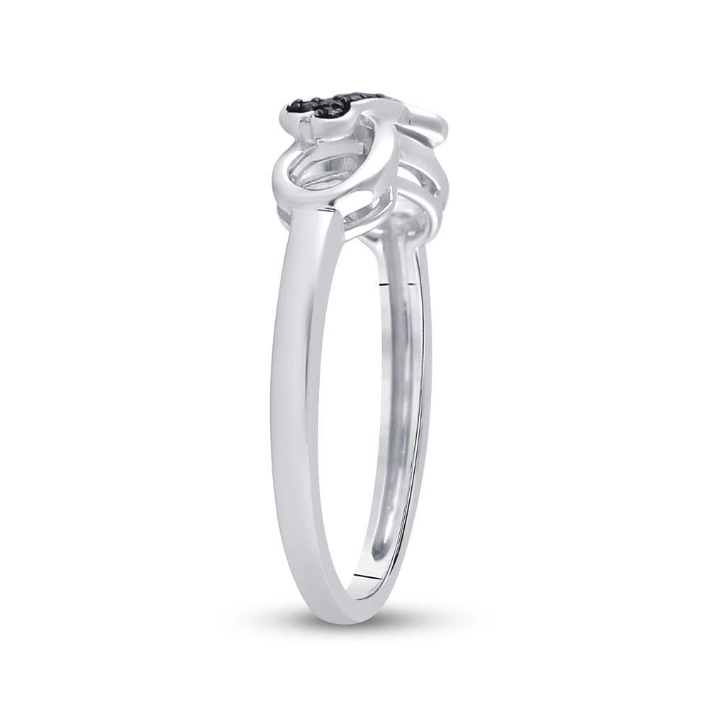 Sterling Silver Womens Round Black Color Enhanced Diamond Dog Bone Infinity Ring 1/20 Cttw