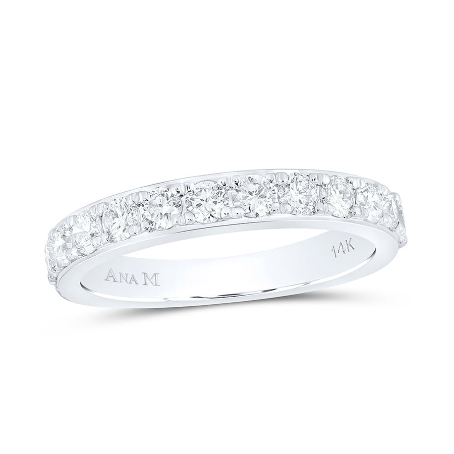 14kt White Gold Womens Round Diamond Wedding Single Row Band 3/4 Cttw