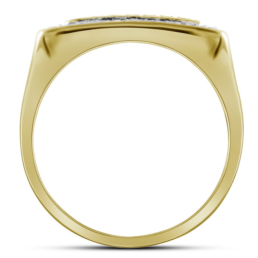 10kt Yellow Gold Mens Round Diamond Square Ring 1/2 Cttw