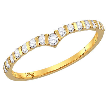 14kt Yellow Gold Womens Round Diamond Chevron Stackable Band Ring 1/4 Cttw