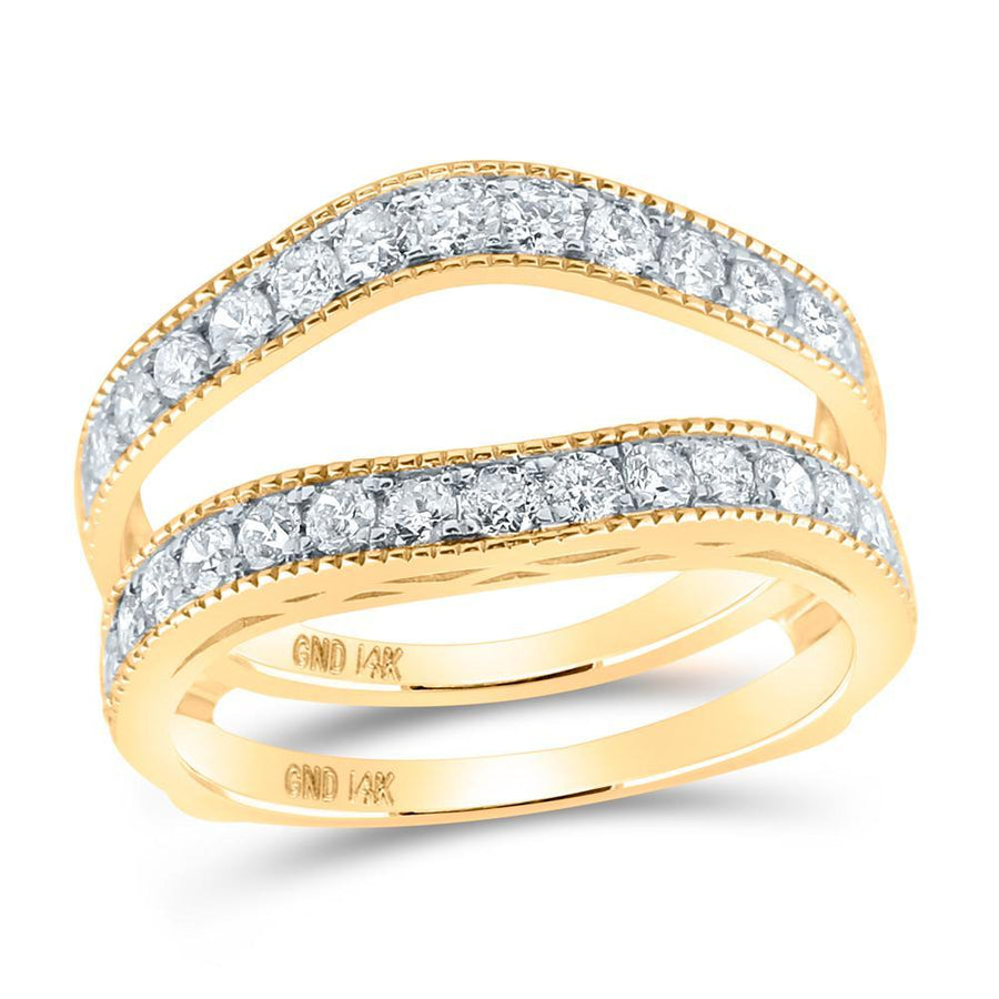 14kt Yellow Gold Womens Round Diamond Wedding Wrap Ring Guard Enhancer 1 Cttw