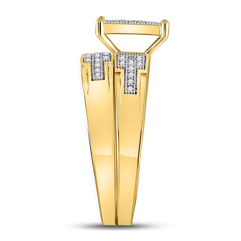 10kt Yellow Gold His Hers Round Diamond Square Matching Wedding Set 1/2 Cttw
