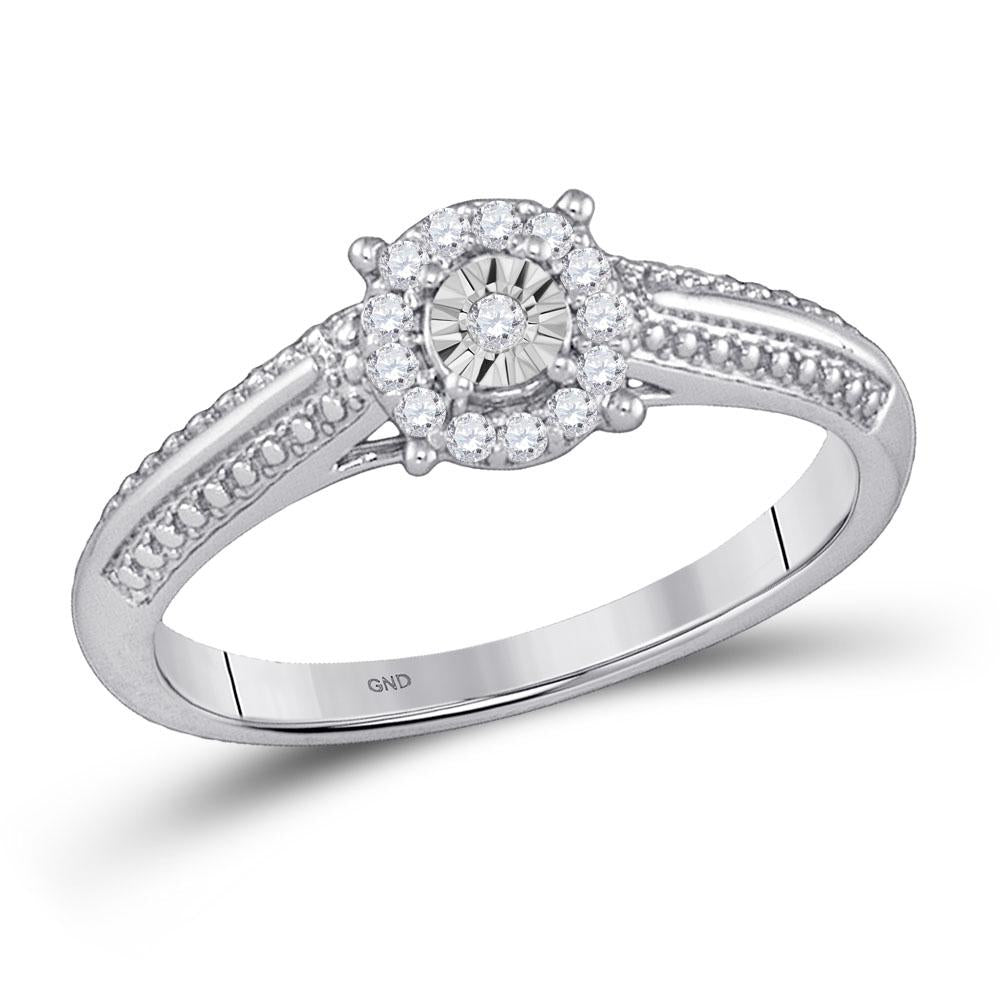 10kt White Gold Womens Round Diamond Cluster Promise Ring 1/10 Cttw