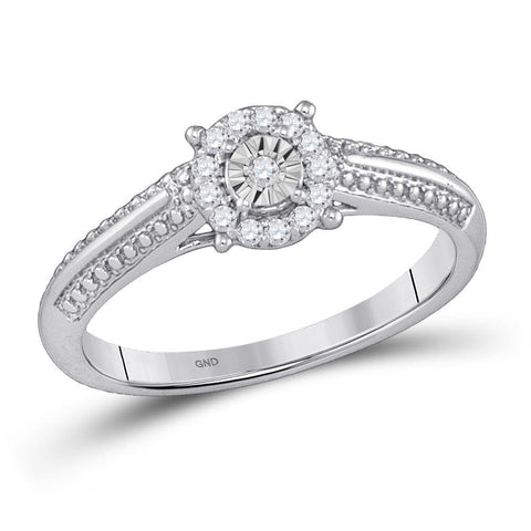 10kt White Gold Womens Round Diamond Cluster Promise Ring 1/10 Cttw