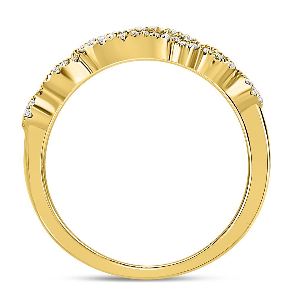 14kt Yellow Gold Womens Round Diamond 3-Stone Band Ring 1/3 Cttw