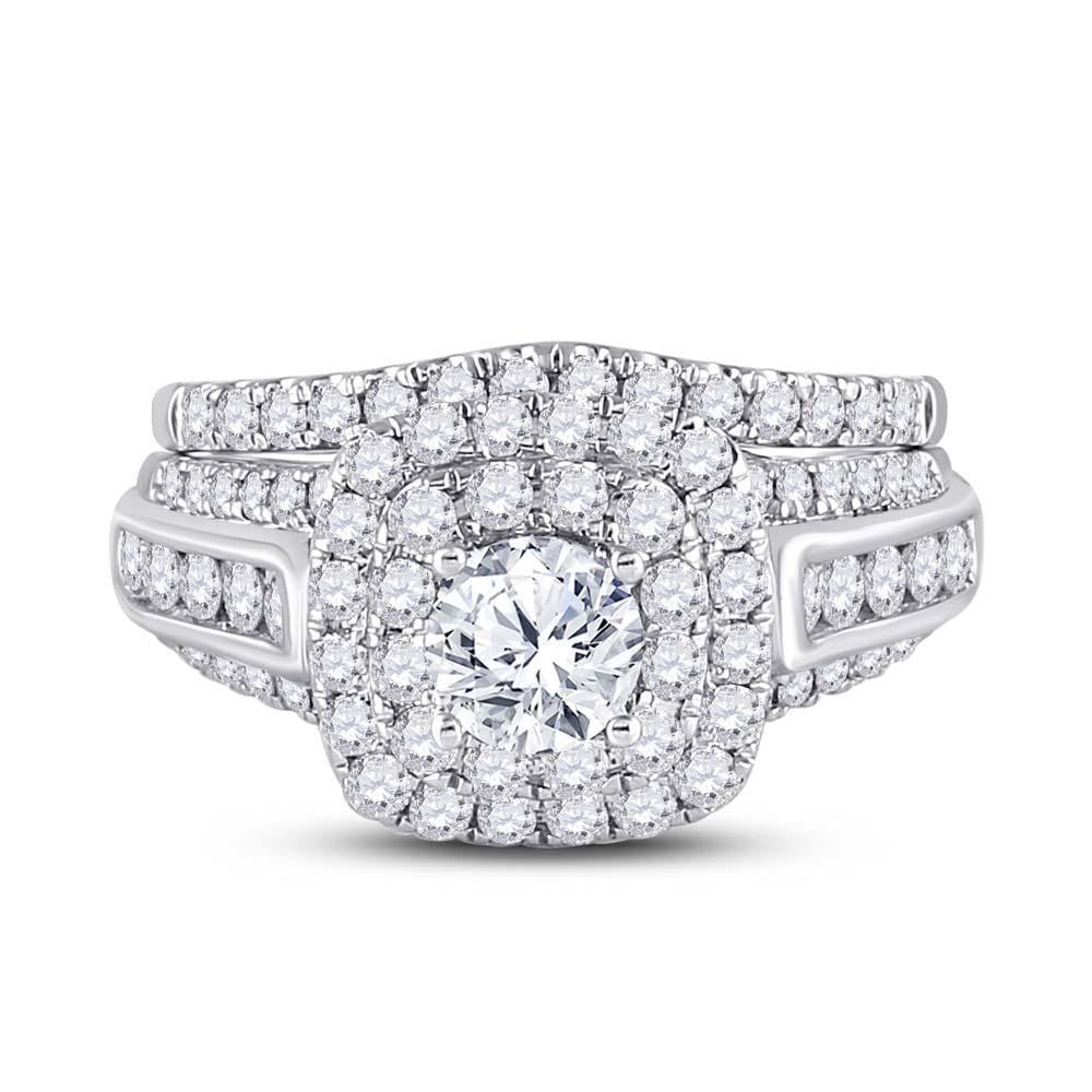 14kt Two-tone Gold Round Diamond Bridal Wedding Ring Band Set 2 Cttw