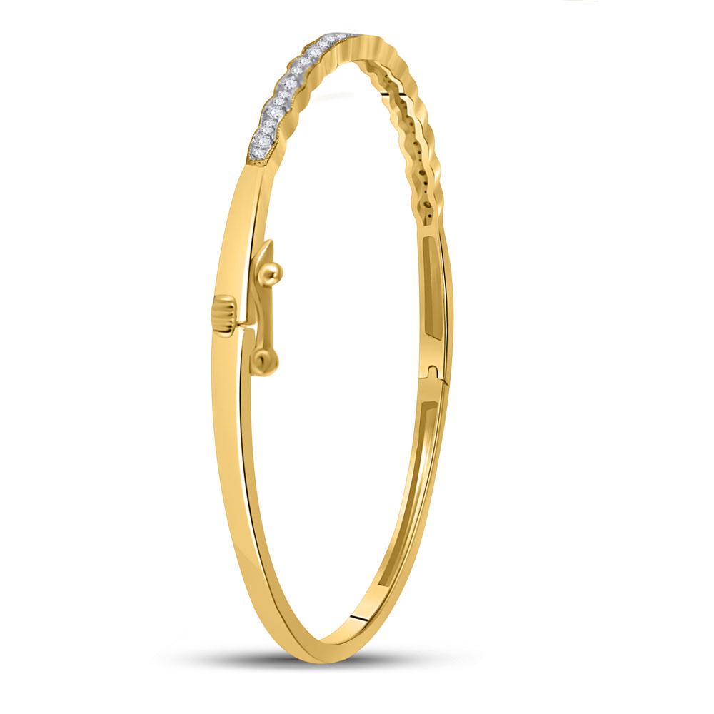 10kt Yellow Gold Womens Round Diamond Bangle Bracelet 1/2 Cttw