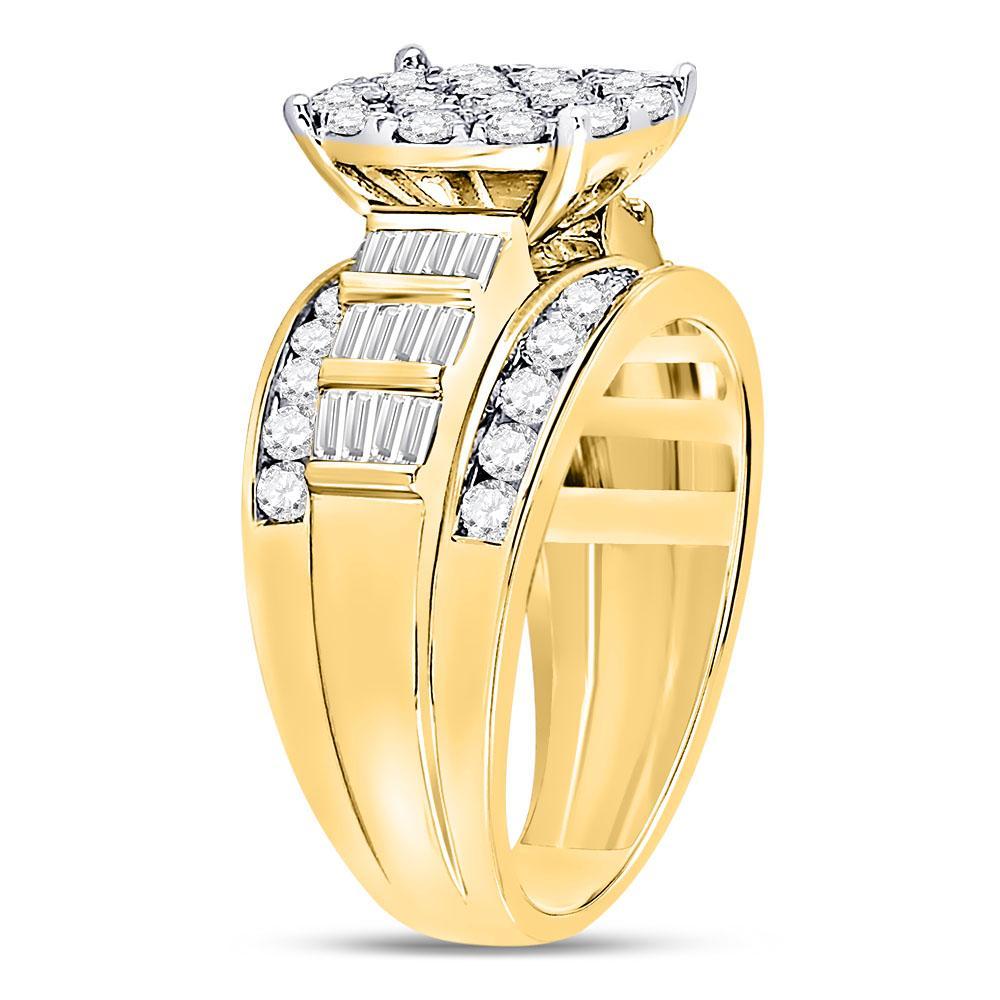 10kt Yellow Gold Round Diamond Cluster Bridal Wedding Engagement Ring 2 Cttw