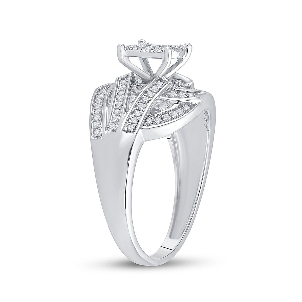 Sterling Silver Womens Round Diamond Cluster Ring 1/3 Cttw