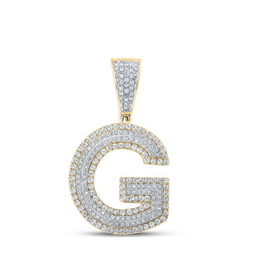 10kt Two-tone Gold Mens Round Diamond Initial G Letter Charm Pendant 7/8 Cttw