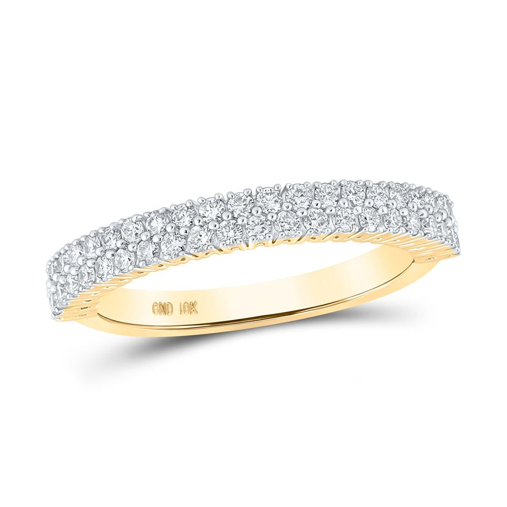 10kt Yellow Gold Womens Round Diamond Band Ring 1/2 Cttw