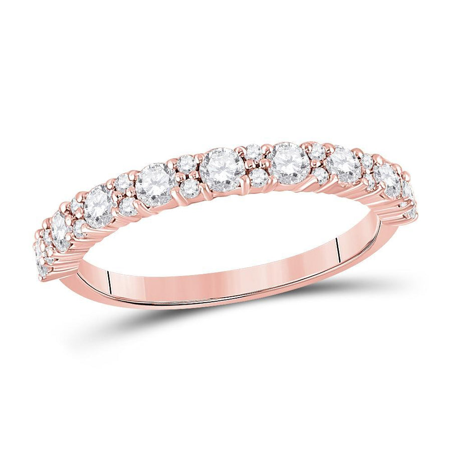 10kt Rose Gold Womens Round Diamond Single Row Band Ring 3/4 Cttw