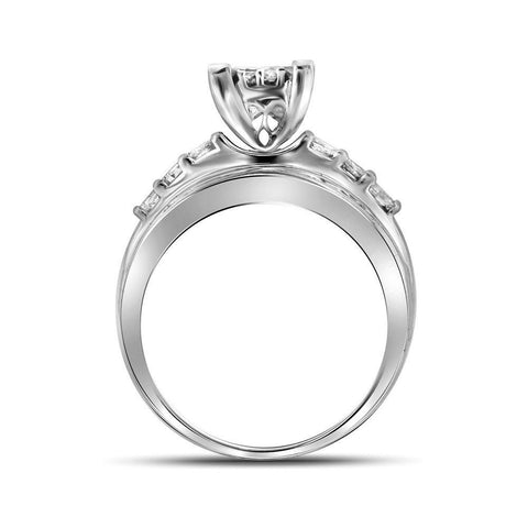 10kt White Gold Princess Diamond Cluster Bridal Wedding Engagement Ring 1/2 Cttw