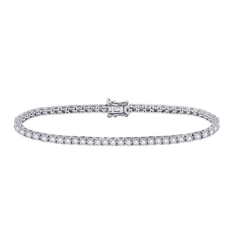 10kt White Gold Womens Round Diamond Classic Tennis Bracelet 1 Cttw