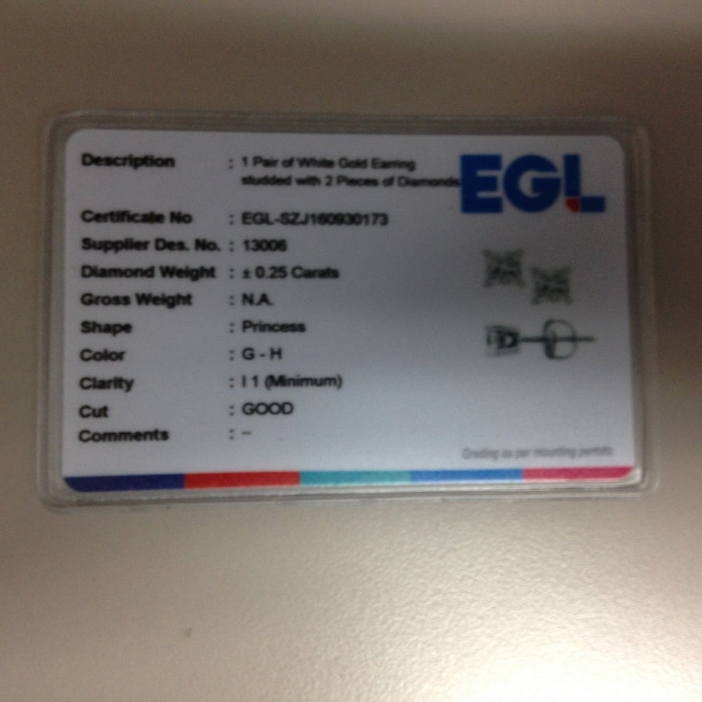 14kt White Gold Womens Round Diamond Solitaire Earrings 1/4 Cttw