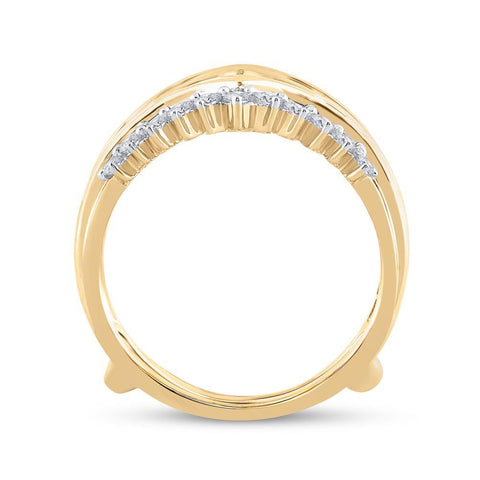 14kt Yellow Gold Womens Round Diamond Wedding Wrap Ring Guard Enhancer 3/4 Cttw