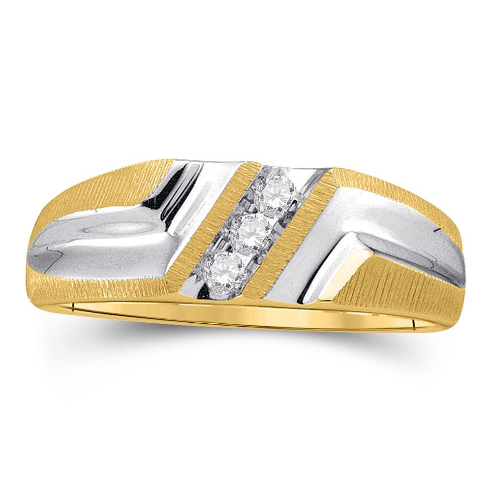 10kt Yellow Gold Mens Round Diamond Wedding Band Ring 1/10 Cttw