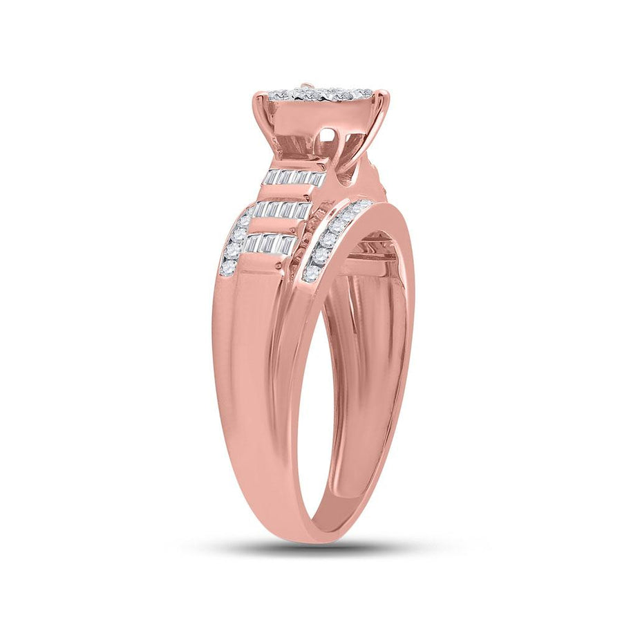 10kt Rose Gold Baguette Diamond Heart Bridal Wedding Engagement Ring 1/2 Cttw