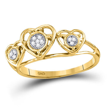 10kt Yellow Gold Womens Round Diamond Heart Ring .03 Cttw