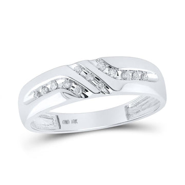 10kt White Gold Mens Round Diamond Wedding Band Ring 1/8 Cttw