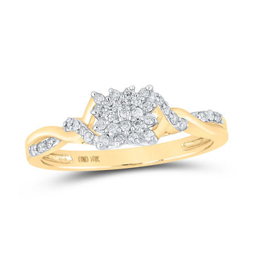 10kt Yellow Gold Womens Round Diamond Twist Cluster Ring 1/6 Cttw