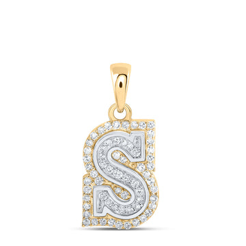 10kt Two-tone Gold Womens Round Diamond S Initial Letter Pendant 1/5 Cttw