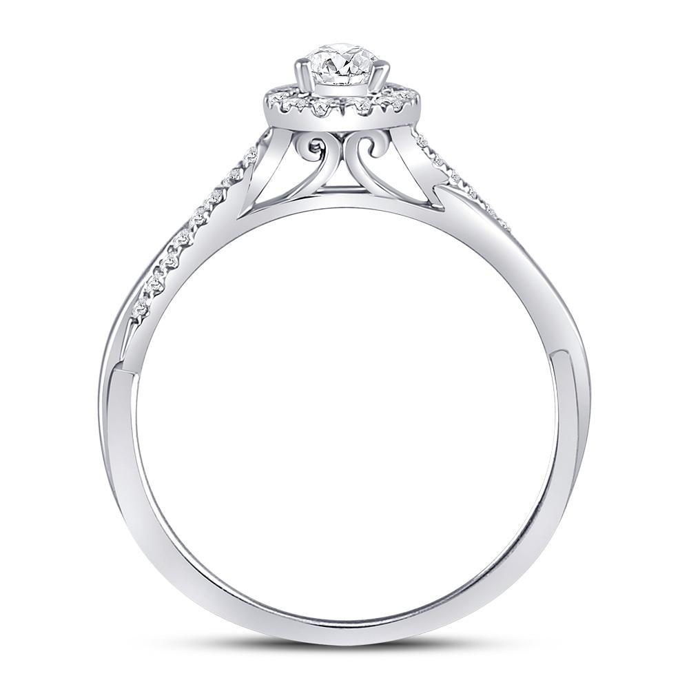 14kt White Gold Pear Diamond Solitaire Bridal Wedding Engagement Ring 1/3 Cttw