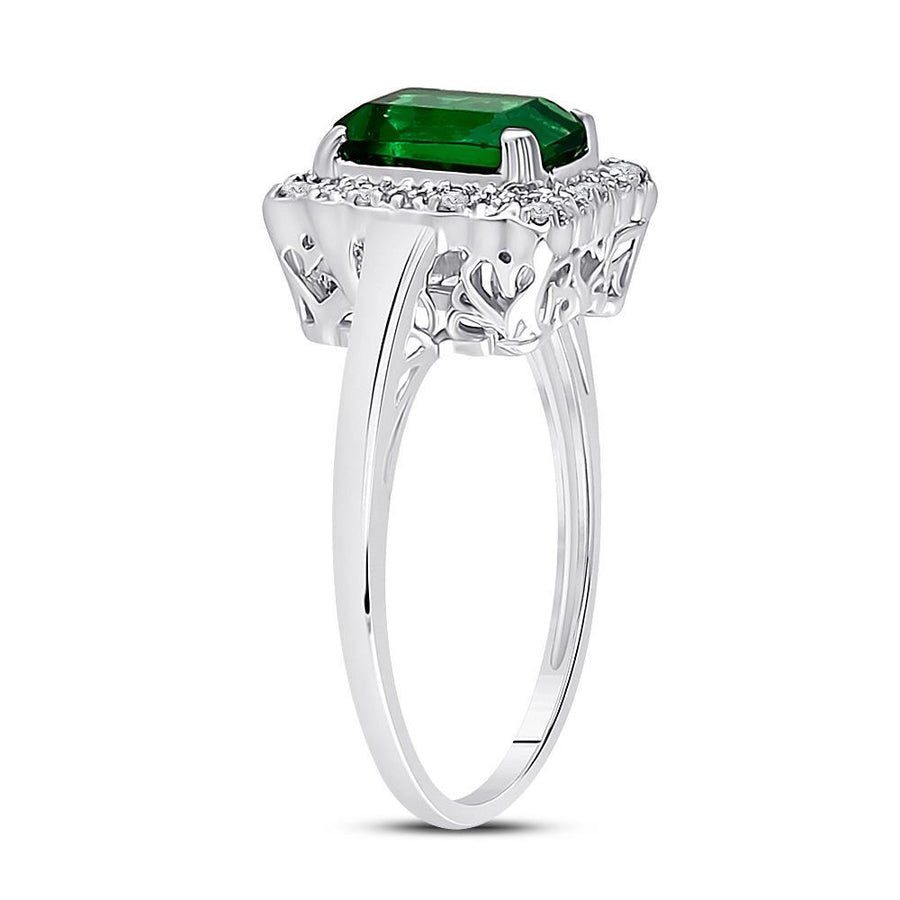 10kt White Gold Womens Emerald Synthetic Emerald Solitaire Ring 1-4/5 Cttw