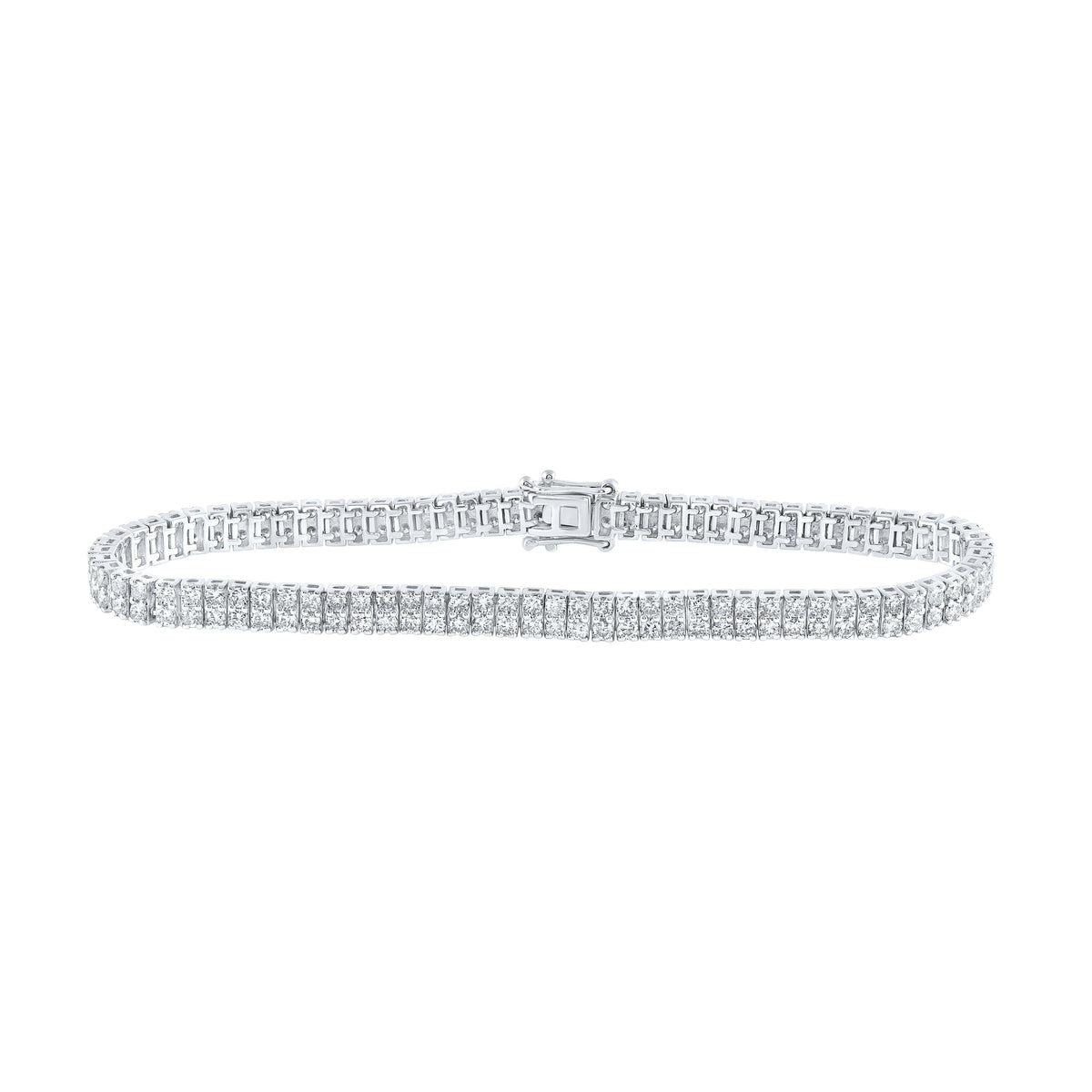 14kt White Gold Womens Round Diamond Double Row Tennis Bracelet 4 Cttw