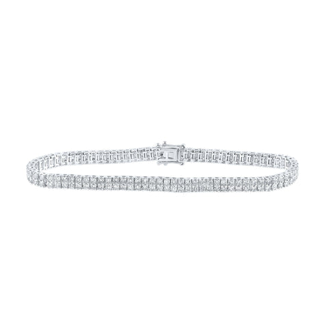 14kt White Gold Womens Round Diamond Double Row Tennis Bracelet 4 Cttw