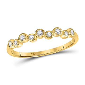 10kt Yellow Gold Womens Round Diamond Stackable Band Ring 1/8 Cttw