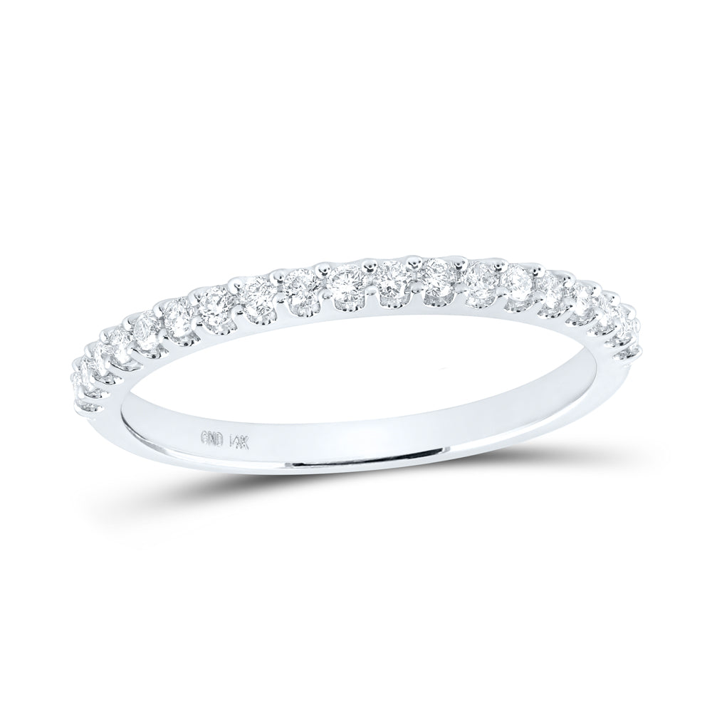 14kt White Gold Womens Round Diamond Wedding Single Row Band 1/4 Cttw