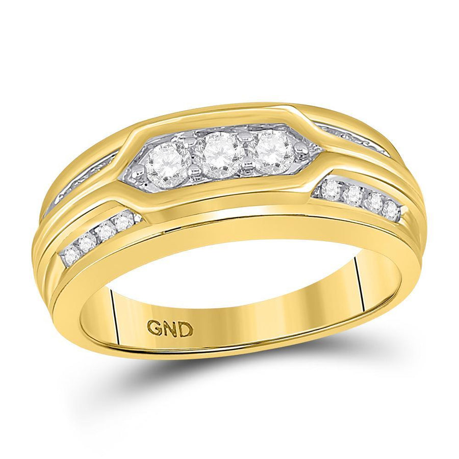 10kt Yellow Gold Mens Round Diamond Diagonal 2-stone Band Ring 1/2 Cttw