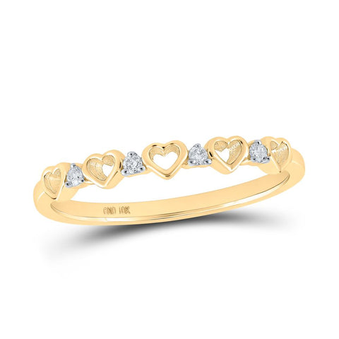 10kt Yellow Gold Womens Round Diamond Heart Ring 1/20 Cttw