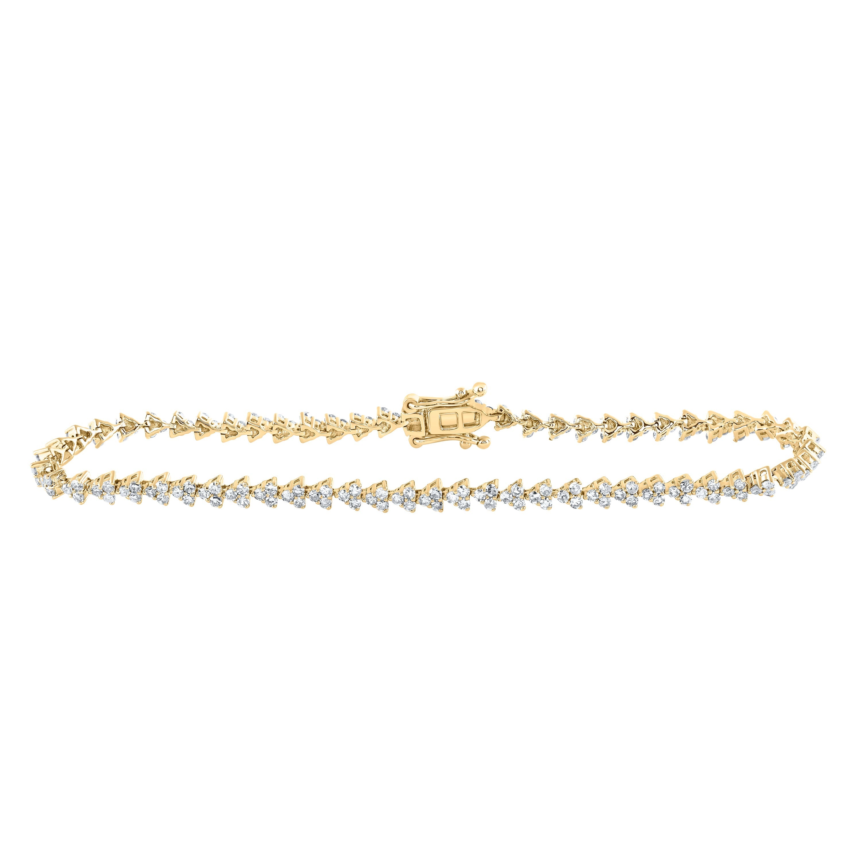 14kt Yellow Gold Womens Round Diamond Single Row Tennis Bracelet 1-7/8 Cttw