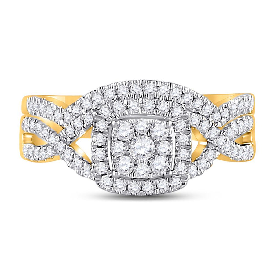 10kt Yellow Gold Round Diamond Bridal Wedding Ring Band Set 5/8 Cttw