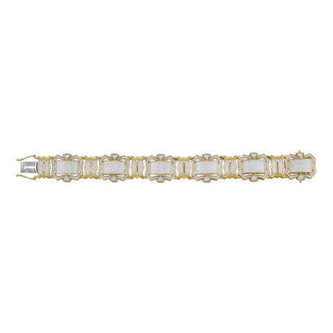 10kt Yellow Gold Mens Round Diamond Big Look Fashion Bracelet 3-1/5 Cttw